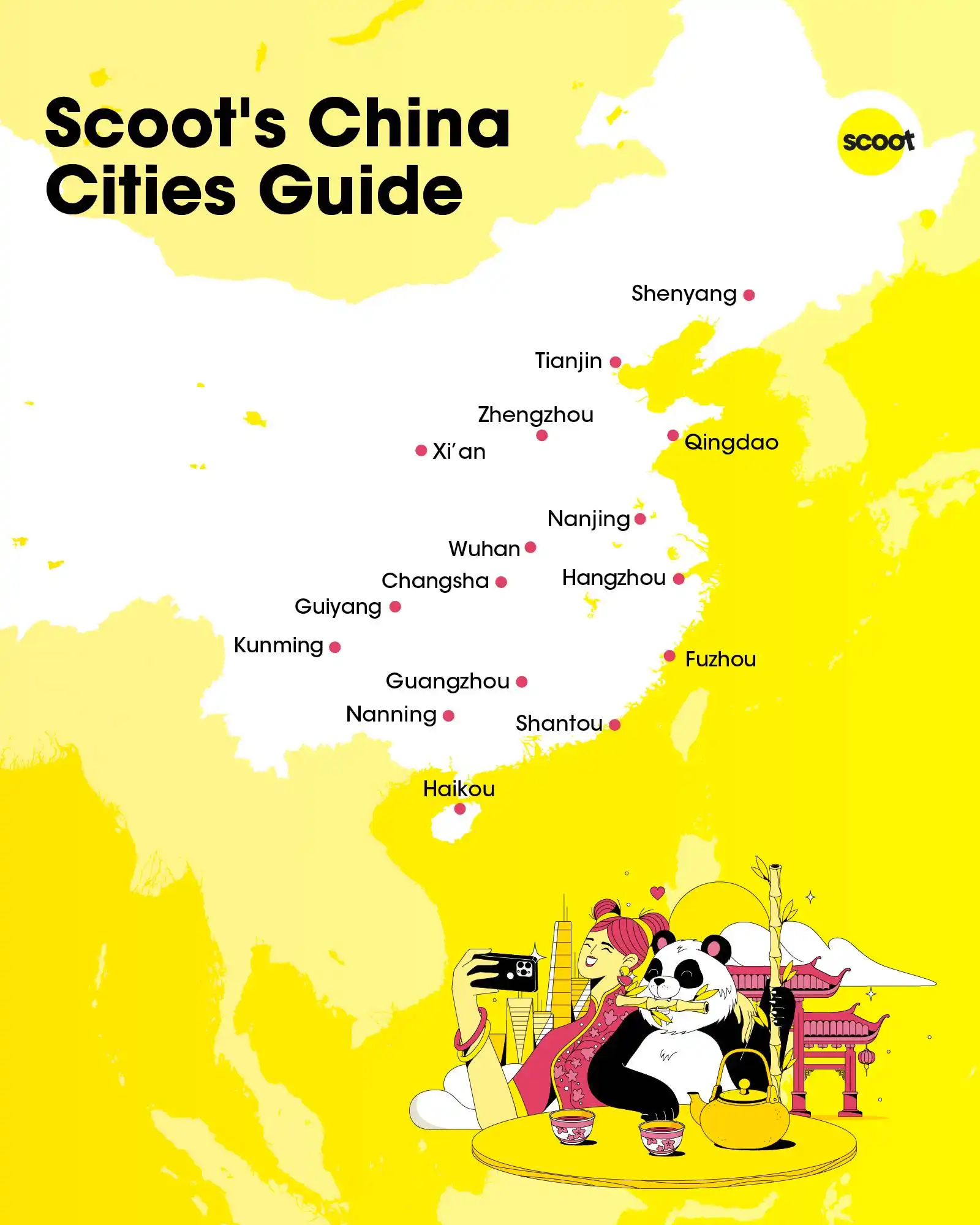 Map of China cities Scoot flies to