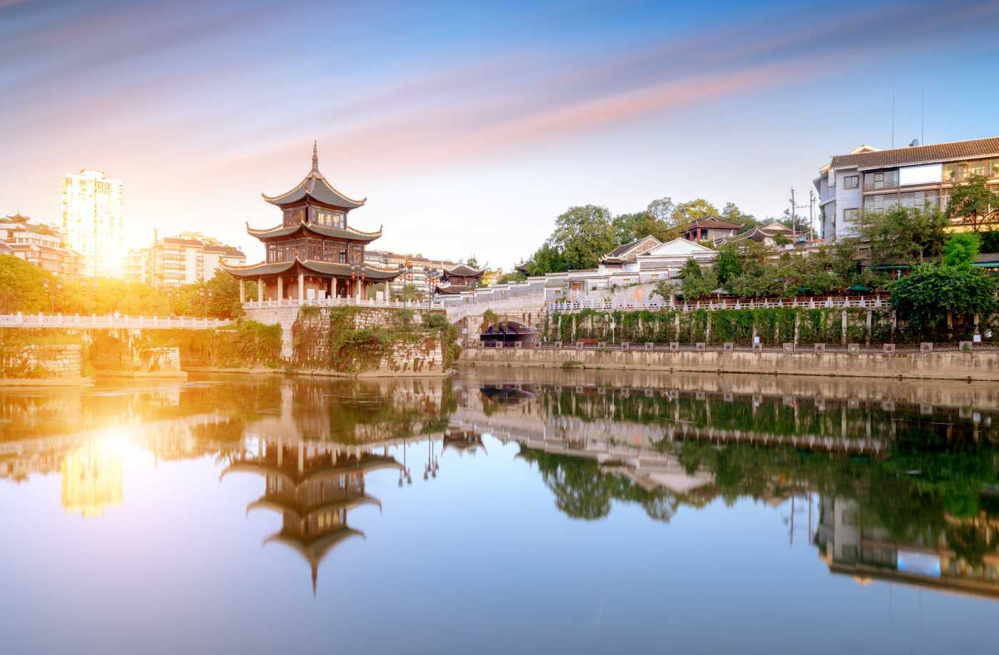 Beautiful sunset view of Guiyang