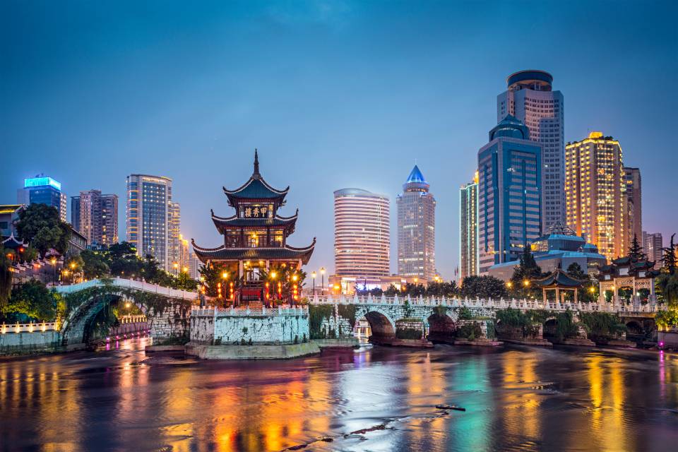 Jiaxiu Pavilion in Guiyang at night