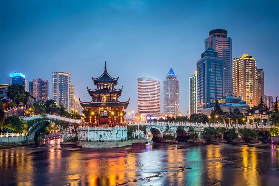 Jiaxiu Pavilion in Guiyang at night