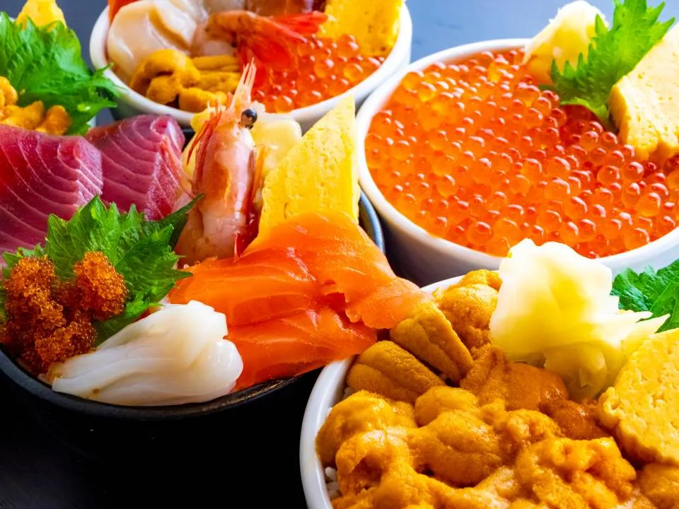 Assorted sashimi with ikura and uni
